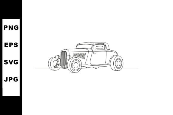 Classic Vintage Car Vector Line Drawing