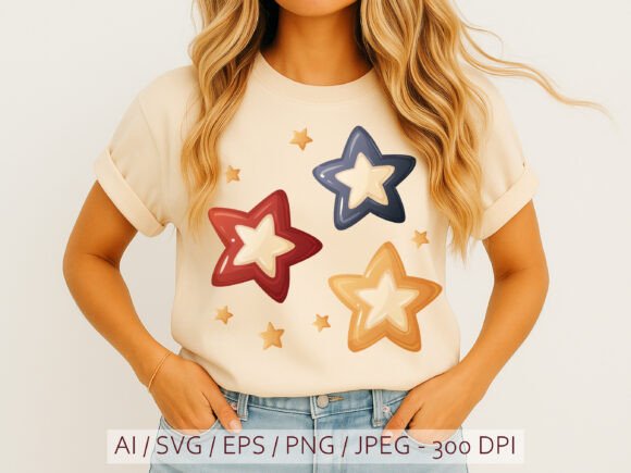 Cute Stars 4th of July T-Shirt Design