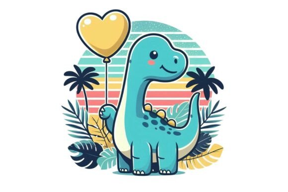 Retro Dino Comic Illustration PNG Review